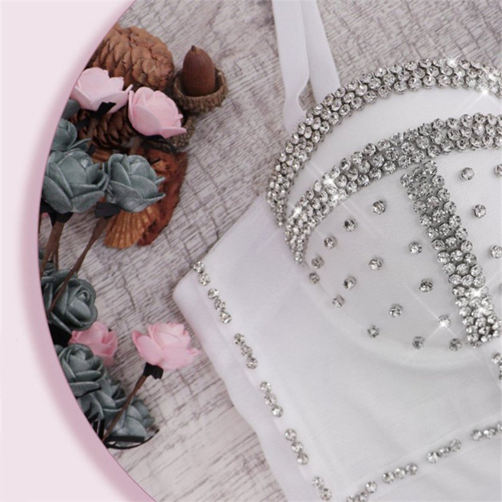 NWT Sparkling Bling Swarovski Crystal Rhinestone Bustier Bra Top + FREE …